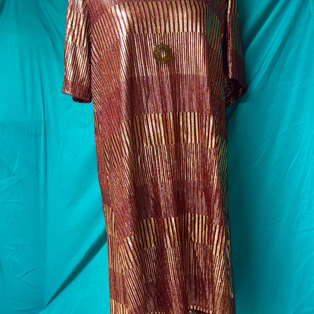 Espresso Metallic Red and Gold Maxi Dress